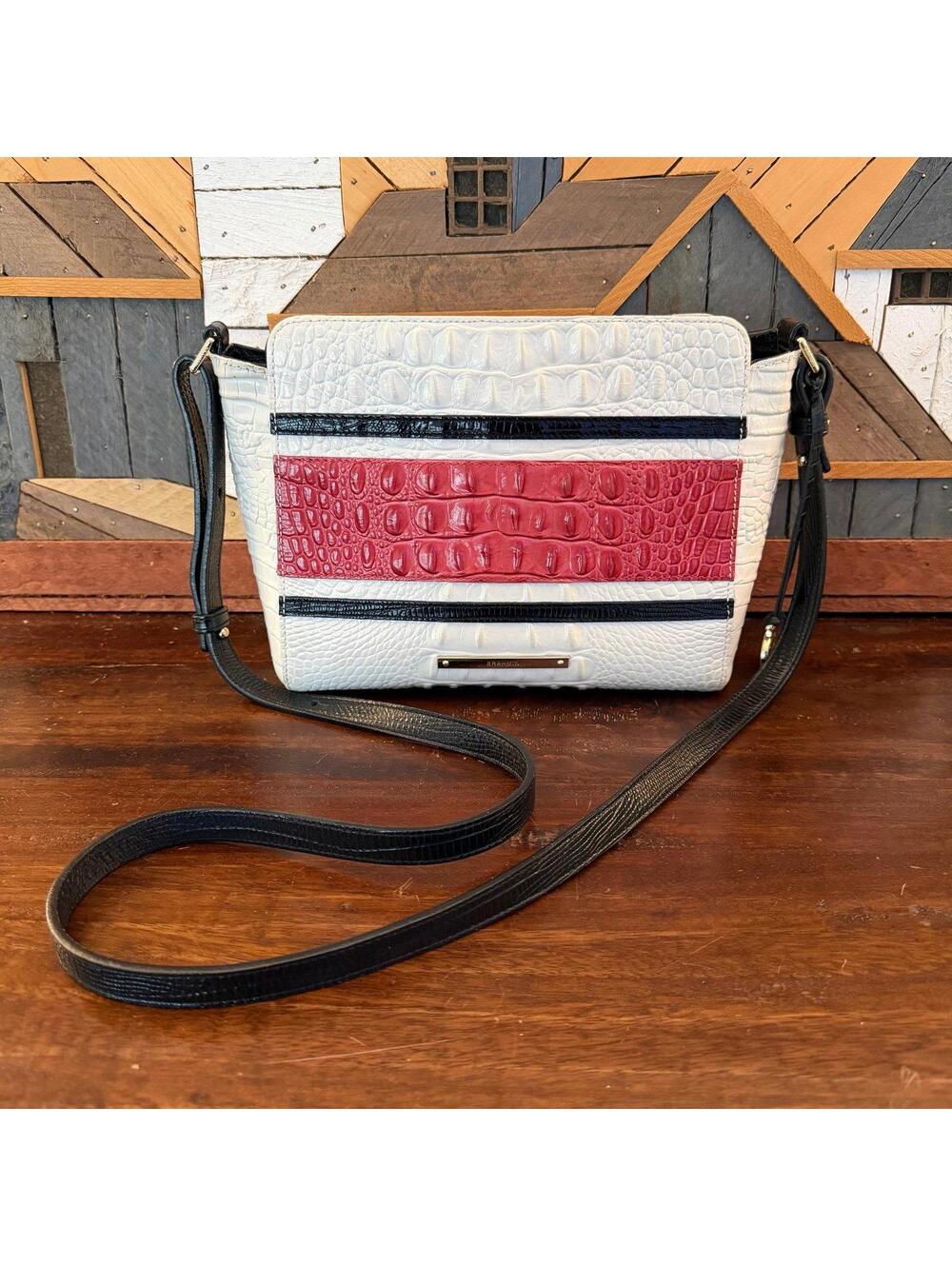 Brahmin Hillary Tri-Color Crossbody Bag Rare Red Opal /‎ White / Black